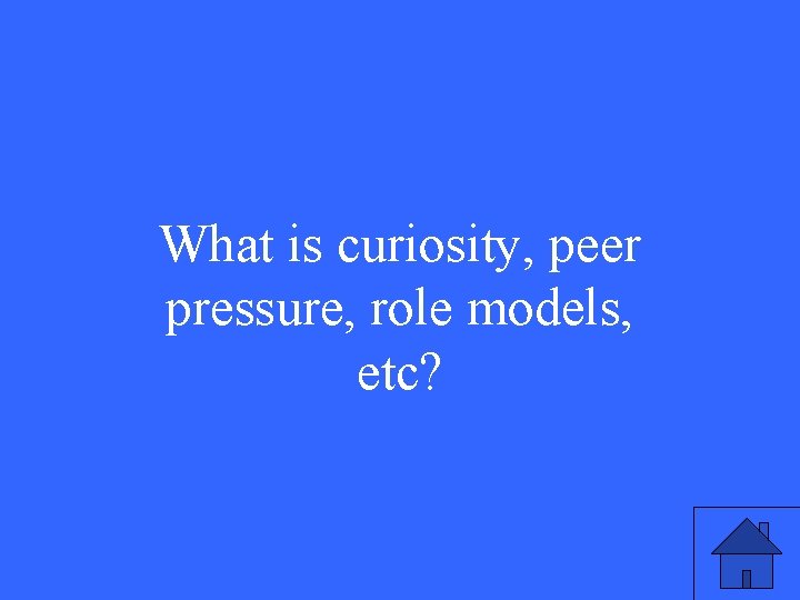 What is curiosity, peer pressure, role models, etc? 