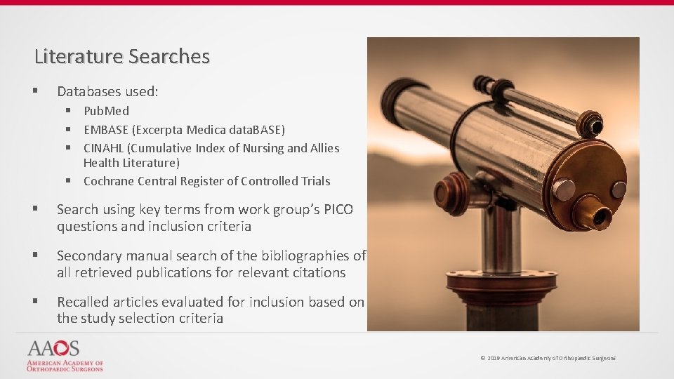 Literature Searches § Databases used: § Pub. Med § EMBASE (Excerpta Medica data. BASE)