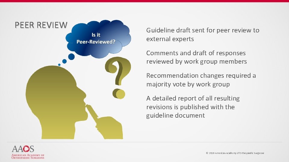 PEER REVIEW Guideline draft sent for peer review to external experts Comments and draft