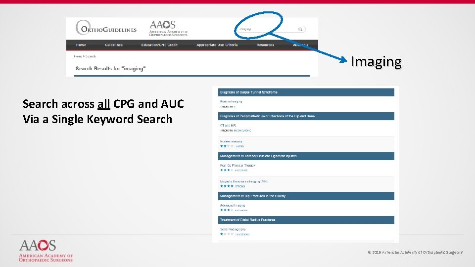 Imaging Search across all CPG and AUC Via a Single Keyword Search © 2019