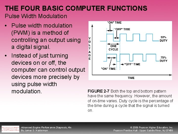THE FOUR BASIC COMPUTER FUNCTIONS Pulse Width Modulation • Pulse width modulation (PWM) is
