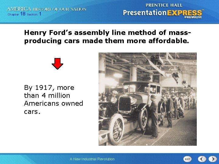 Chapter 18 Section 1 Henry Ford’s assembly line method of massproducing cars made them