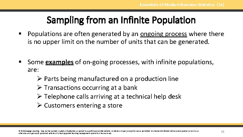 Essentials of Modern Business Statistics (7 e) Sampling from an Infinite Population § Populations