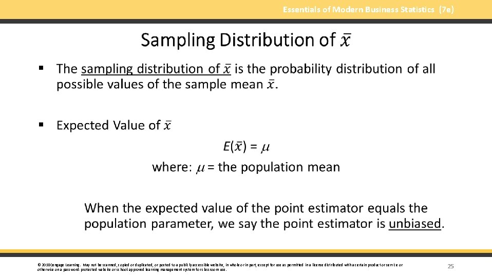 Essentials of Modern Business Statistics (7 e) § © 2018 Cengage Learning. May not