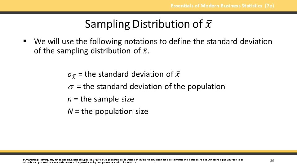 Essentials of Modern Business Statistics (7 e) § © 2018 Cengage Learning. May not