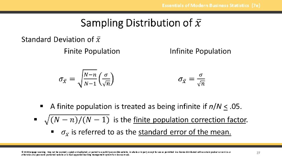 Essentials of Modern Business Statistics (7 e) § © 2018 Cengage Learning. May not