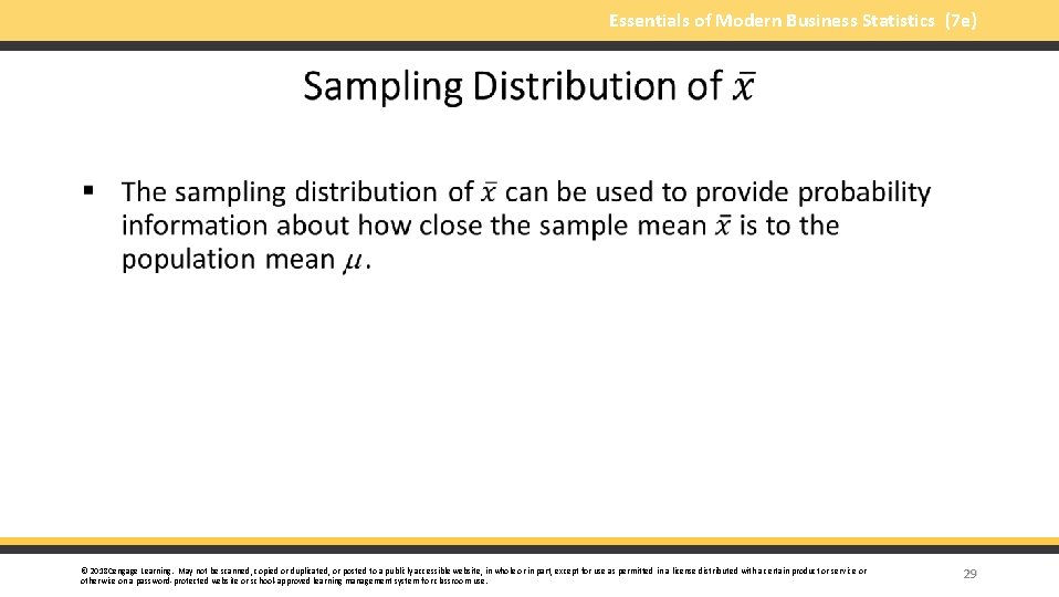 Essentials of Modern Business Statistics (7 e) § © 2018 Cengage Learning. May not
