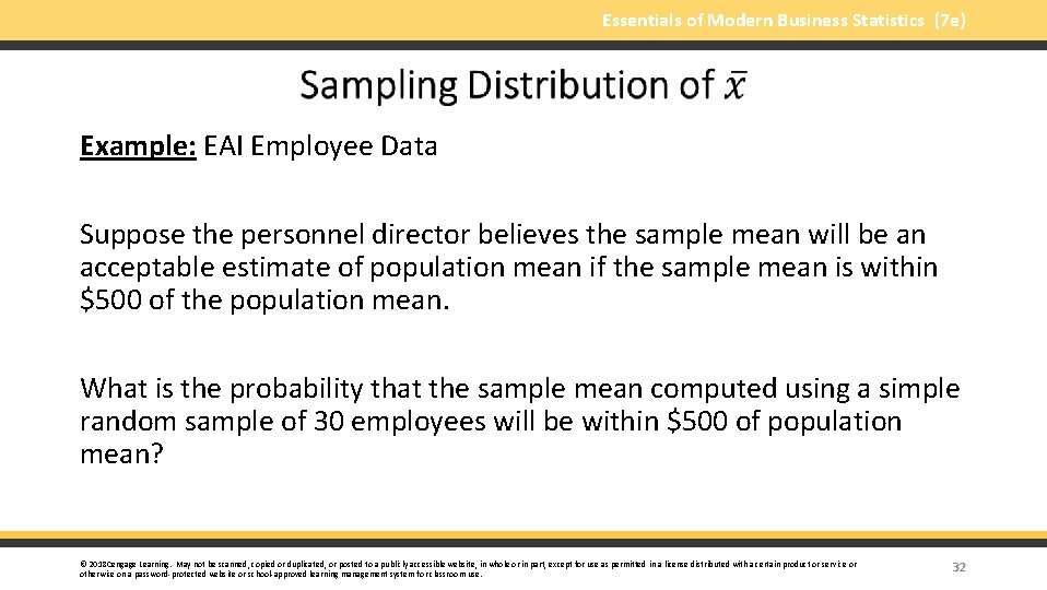 Essentials of Modern Business Statistics (7 e) Example: EAI Employee Data Suppose the personnel