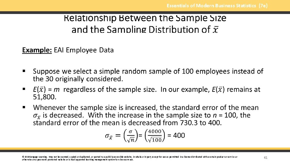 Essentials of Modern Business Statistics (7 e) § © 2018 Cengage Learning. May not