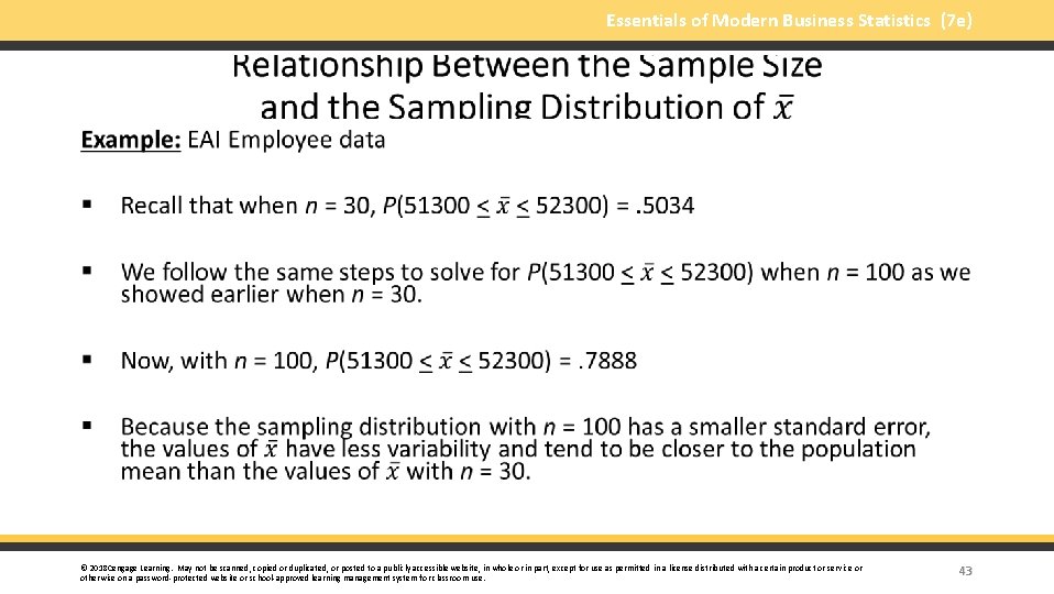 Essentials of Modern Business Statistics (7 e) § © 2018 Cengage Learning. May not