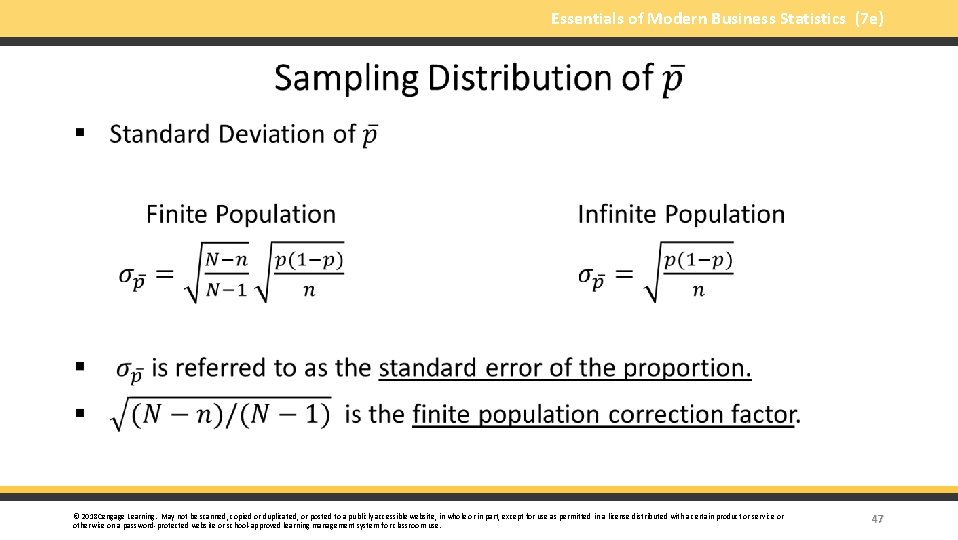 Essentials of Modern Business Statistics (7 e) § © 2018 Cengage Learning. May not