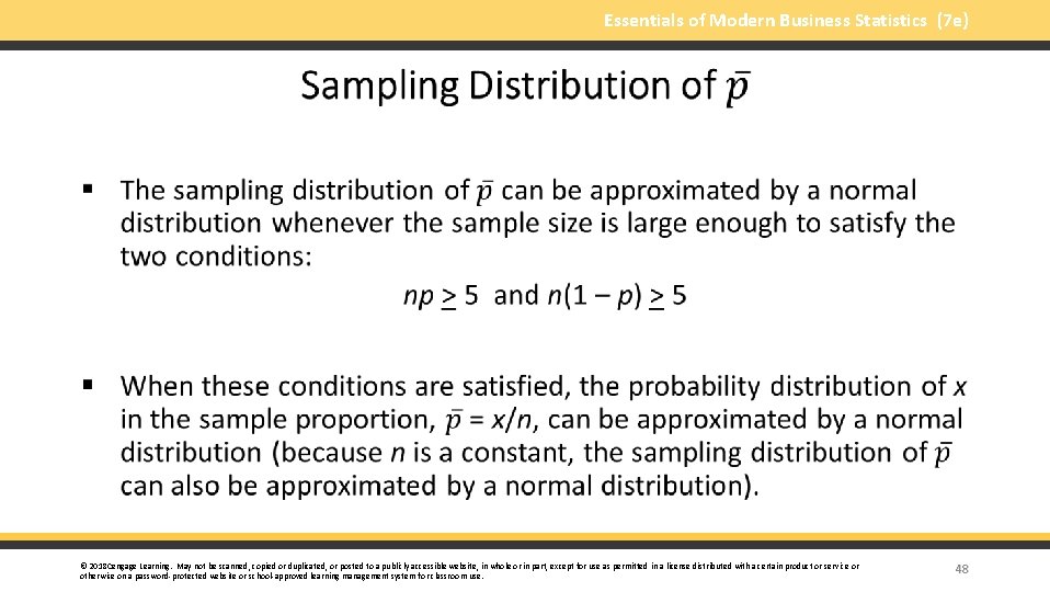 Essentials of Modern Business Statistics (7 e) § © 2018 Cengage Learning. May not