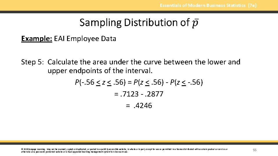 Essentials of Modern Business Statistics (7 e) Example: EAI Employee Data Step 5: Calculate