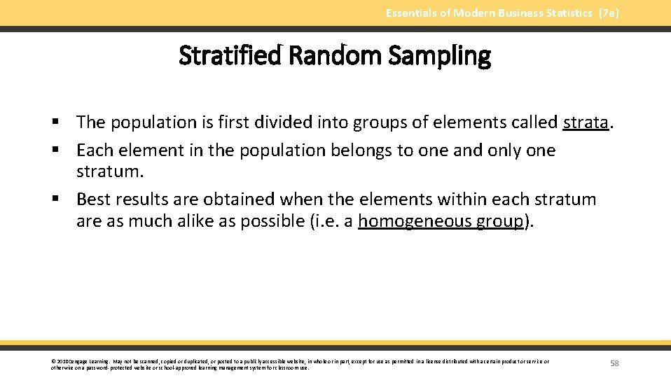 Essentials of Modern Business Statistics (7 e) Stratified Random Sampling § The population is