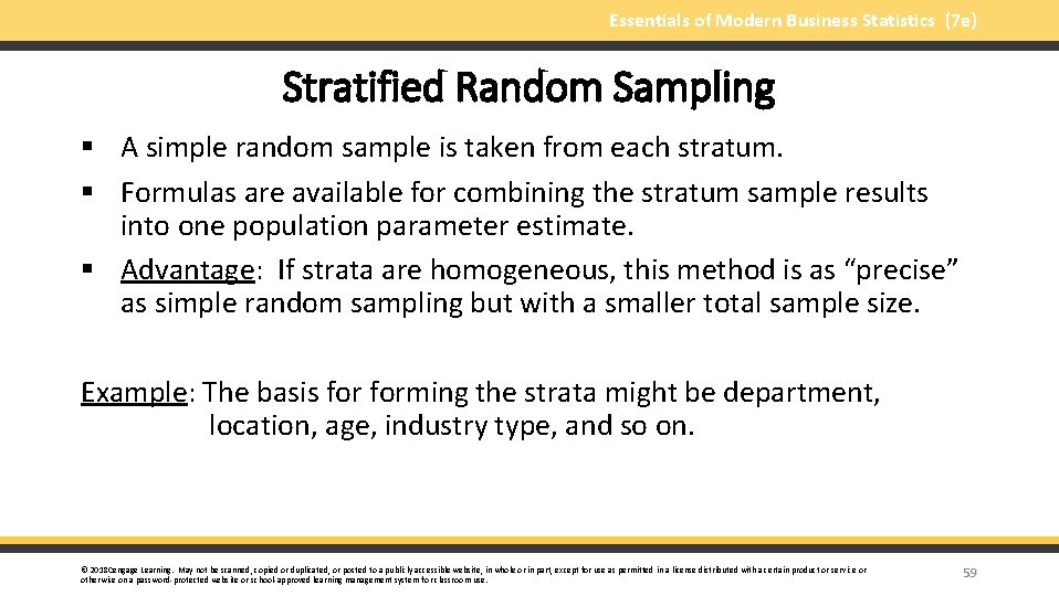 Essentials of Modern Business Statistics (7 e) Stratified Random Sampling § A simple random