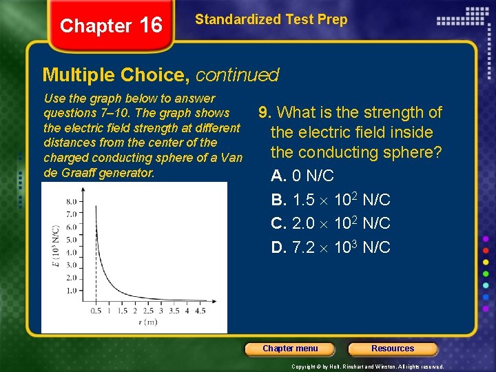 Chapter 16 Standardized Test Prep Multiple Choice, continued Use the graph below to answer