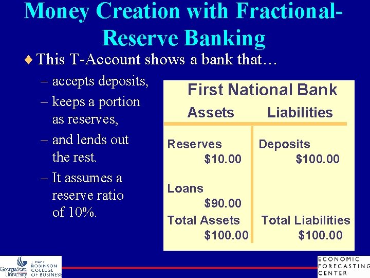 Money Creation with Fractional. Reserve Banking ¨ This T-Account shows a bank that… –