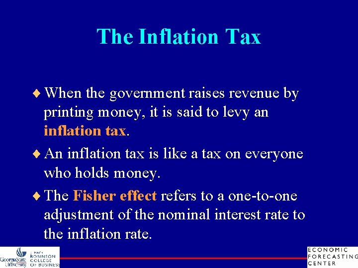 The Inflation Tax ¨ When the government raises revenue by printing money, it is