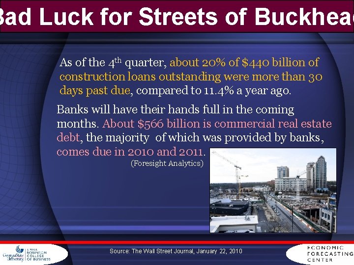 Bad Luck for Streets of Buckhead As of the 4 th quarter, about 20%