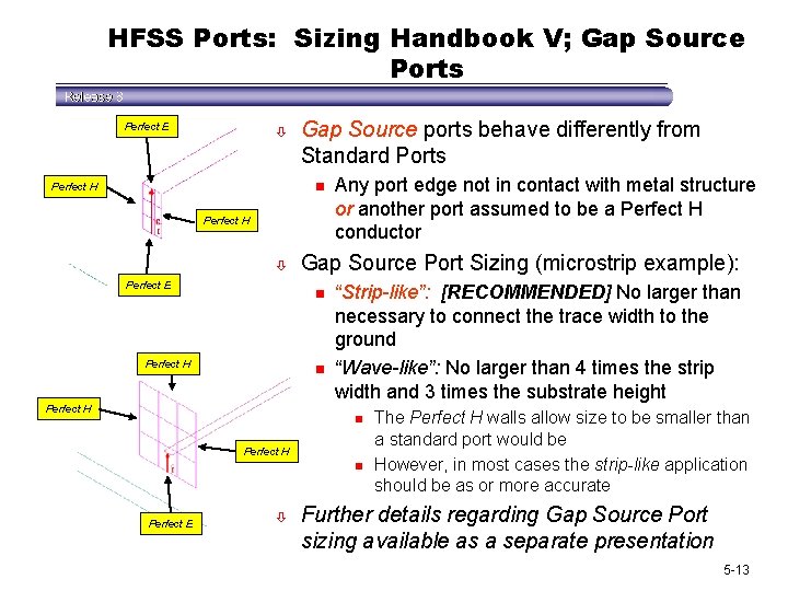 HFSS Ports: Sizing Handbook V; Gap Source Ports Perfect E ò Gap Source ports