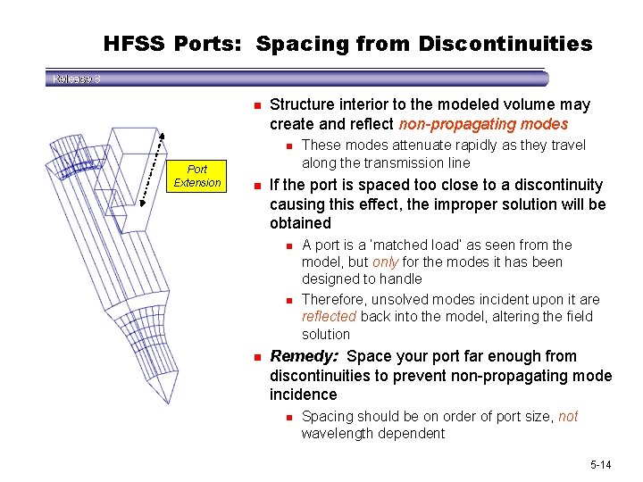 HFSS Ports: Spacing from Discontinuities n Structure interior to the modeled volume may create