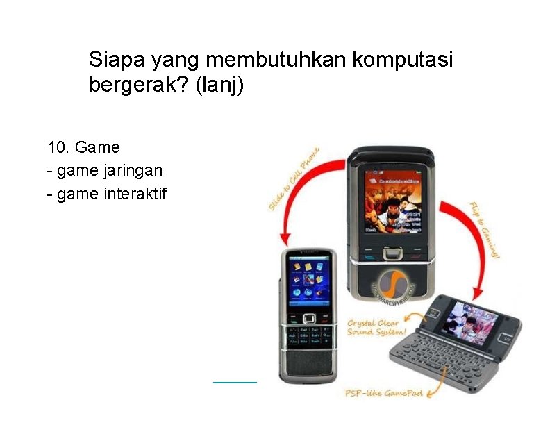 Siapa yang membutuhkan komputasi bergerak? (lanj) 10. Game - game jaringan - game interaktif
