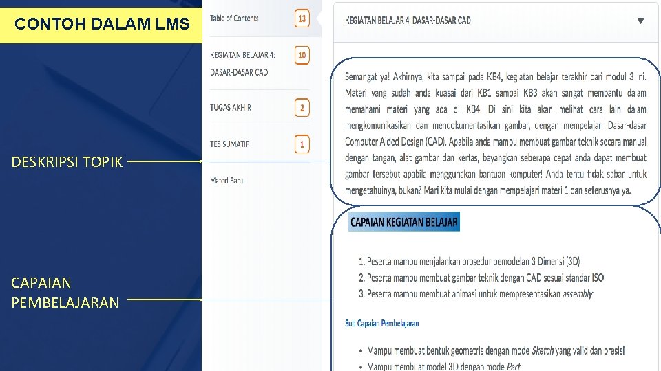 CONTOH DALAM LMS DESKRIPSI TOPIK CAPAIAN PEMBELAJARAN 