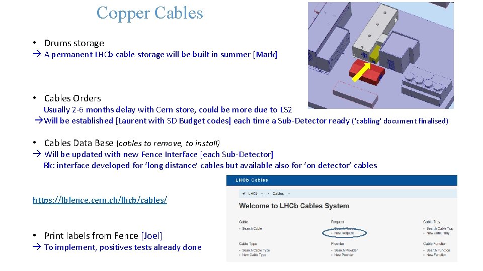 Copper Cables • Drums storage A permanent LHCb cable storage will be built in