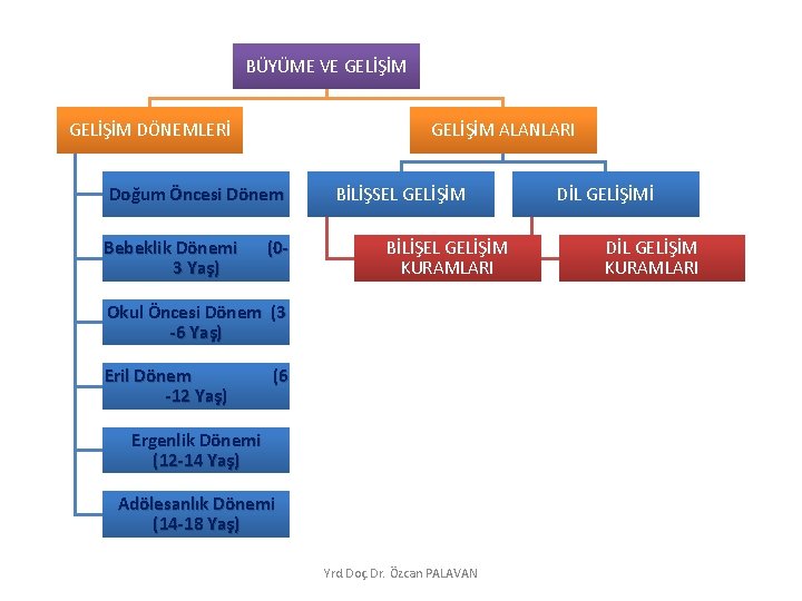 BÜYÜME VE GELİŞİM DÖNEMLERİ GELİŞİM ALANLARI Doğum Öncesi Dönem Bebeklik Dönemi 3 Yaş) (0