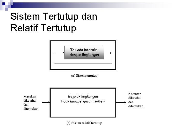Sistem Tertutup dan Relatif Tertutup 