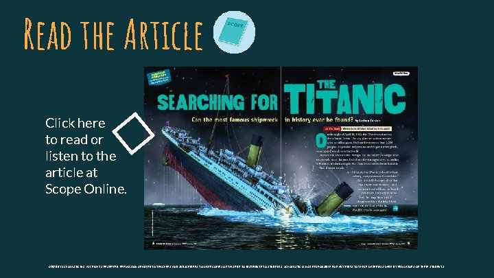 Read the Article Click here to read or listen to the article at Scope