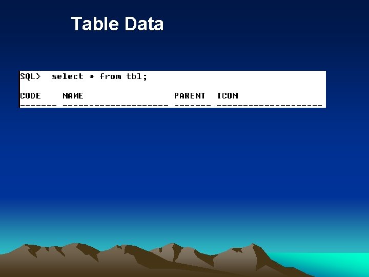 Table Data 