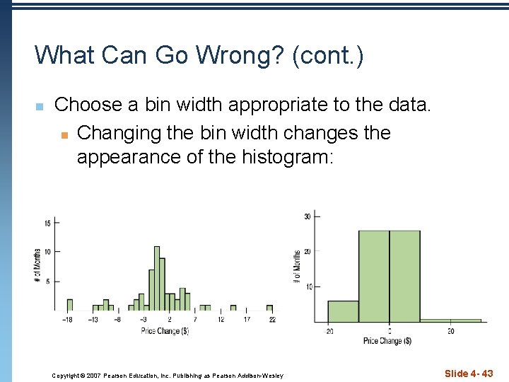 What Can Go Wrong? (cont. ) n Choose a bin width appropriate to the