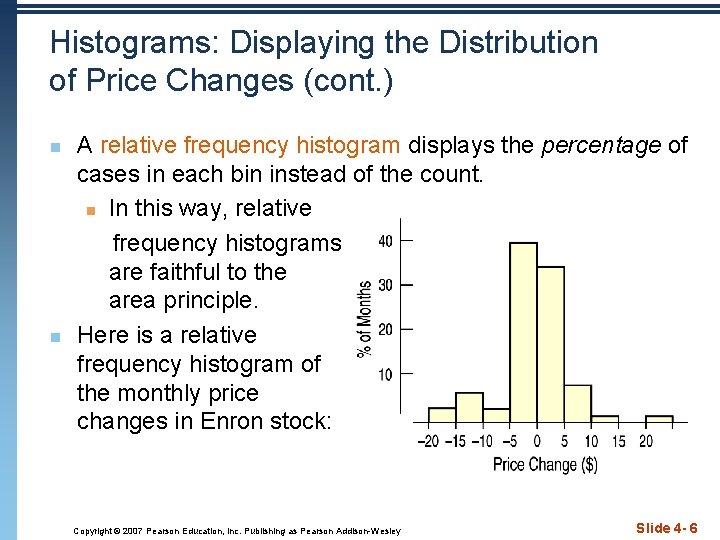 Histograms: Displaying the Distribution of Price Changes (cont. ) n n A relative frequency