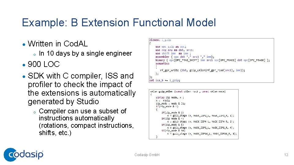 Example: B Extension Functional Model · Written in Cod. AL o In 10 days