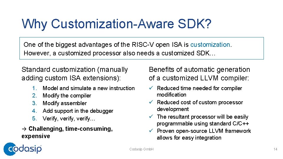 Why Customization-Aware SDK? One of the biggest advantages of the RISC-V open ISA is