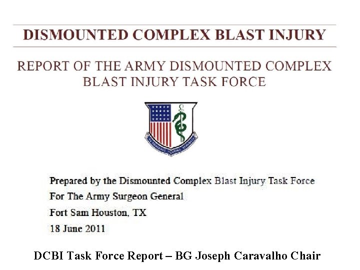 DCBI Task Force Report – BG Joseph Caravalho Chair 