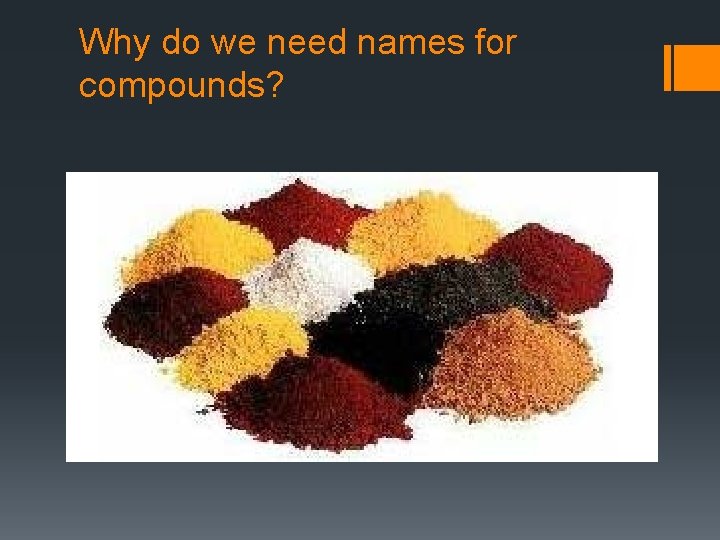 Why do we need names for compounds? 