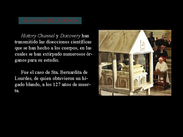 A LOS OJOS DE LA CIENCIA History Channel y Discovery han transmitido las disecciones