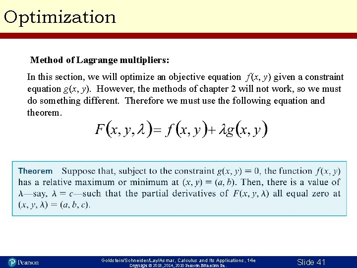 Optimization Method of Lagrange multipliers: In this section, we will optimize an objective equation