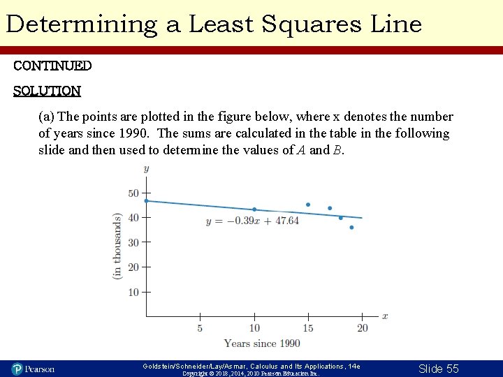Determining a Least Squares Line CONTINUED SOLUTION (a) The points are plotted in the