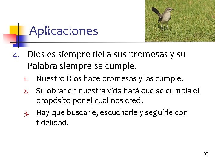 Aplicaciones 4. Dios es siempre fiel a sus promesas y su Palabra siempre se