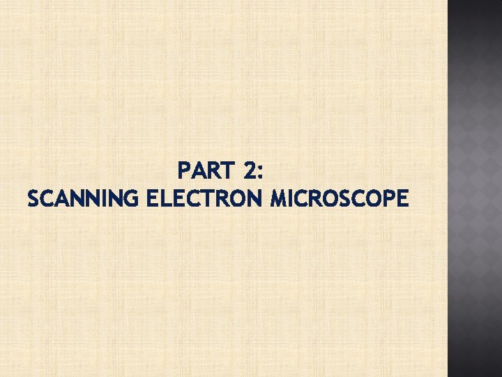 PART 2: SCANNING ELECTRON MICROSCOPE 