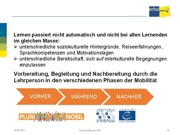 Lernen passiert nicht automatisch und nicht bei allen Lernenden im gleichen Masse: Ø unterschiedliche