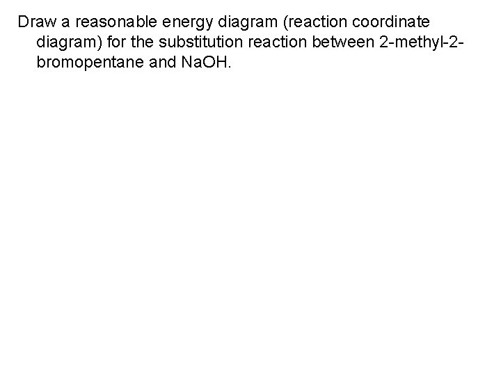 Draw a reasonable energy diagram (reaction coordinate diagram) for the substitution reaction between 2