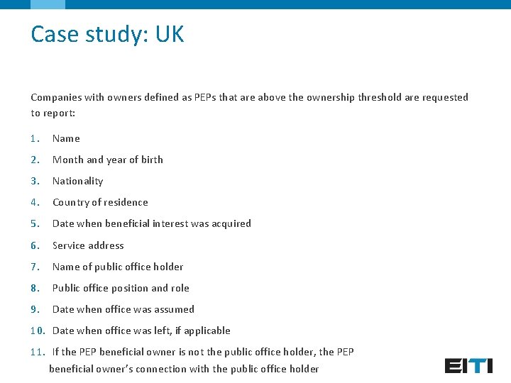 Case study: UK Companies with owners defined as PEPs that are above the ownership