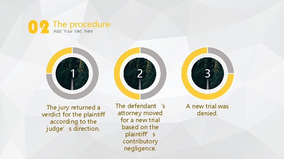 02 The procedure Add Your text here 1 2 3 The jury returned a