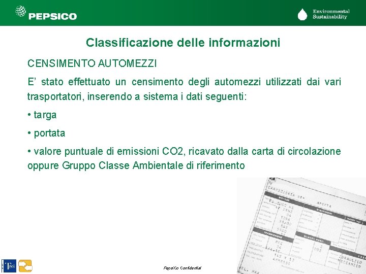 Classificazione delle informazioni CENSIMENTO AUTOMEZZI E’ stato effettuato un censimento degli automezzi utilizzati dai