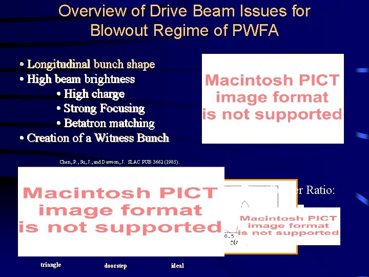 Overview of Drive Beam Issues for Blowout Regime of PWFA • Longitudinal bunch shape