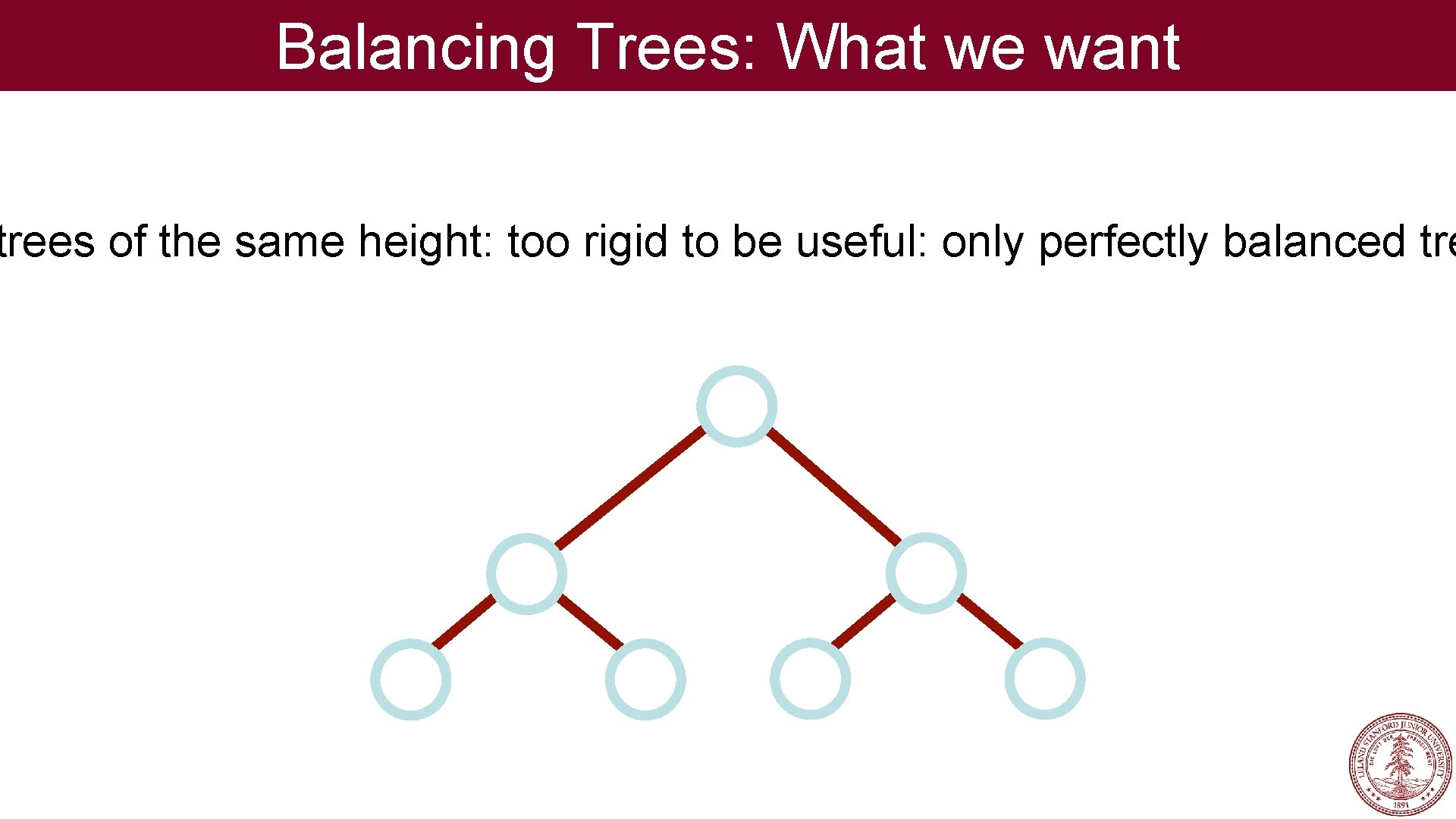Balancing Trees: What we want trees of the same height: too rigid to be